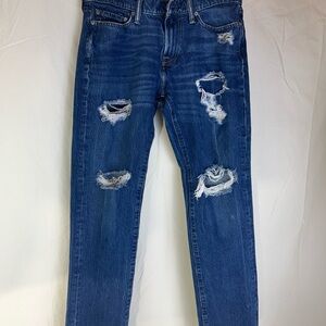 Ladies Abercrombie & Fitch distressed straight leg‎ 29x30 Athletic slim